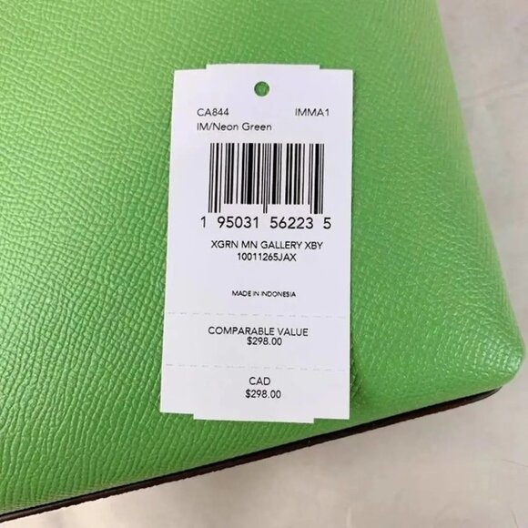 Coach CA844 Mini Gallery Crossbody In IM/Neon Green - Picture 5 of 5